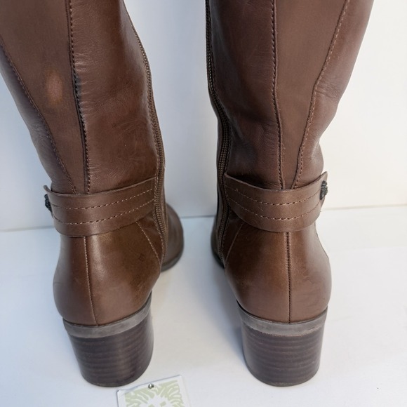 Anne Klein iFlex Brown Leather Wide Leg Knee High Riding Boots US 8M *Flaw* - Picture 5 of 12